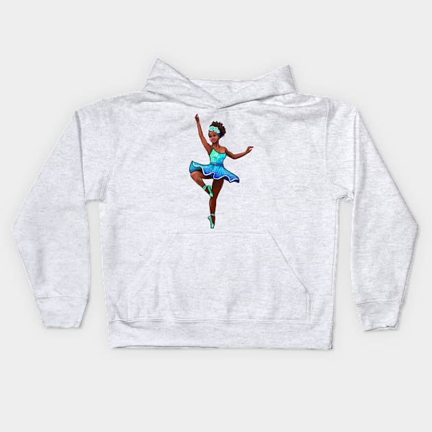 The top 10 Dance gifts - Ballet dancer dancing Brown skin black African American ballerina Kids Hoodie by Artonmytee